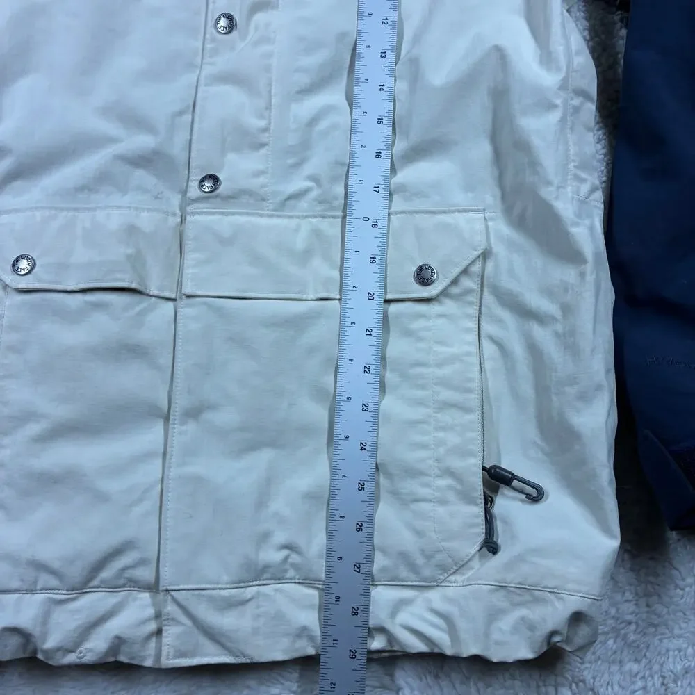 The North Face Jacket Small Nylon Beige Blue Hooded Hiking Outdoor Waterproof